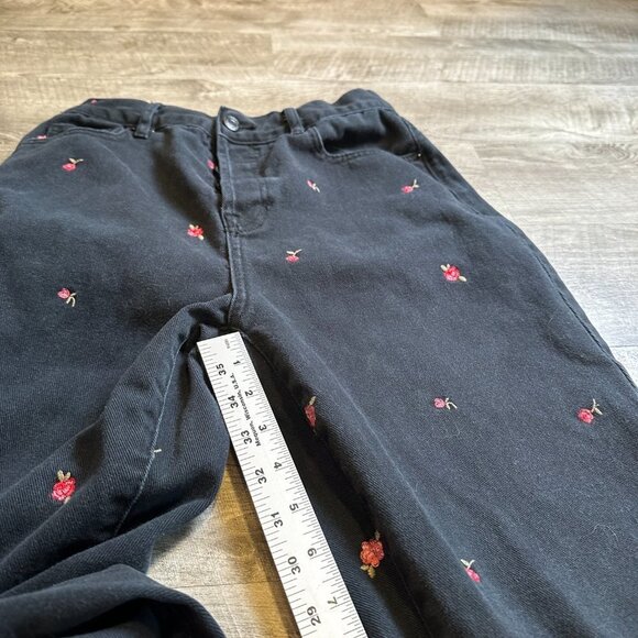 PacSun Coquette Rose Floral Embroidered Black High Rise Straight Jeans Size 28 - Picture 6 of 7